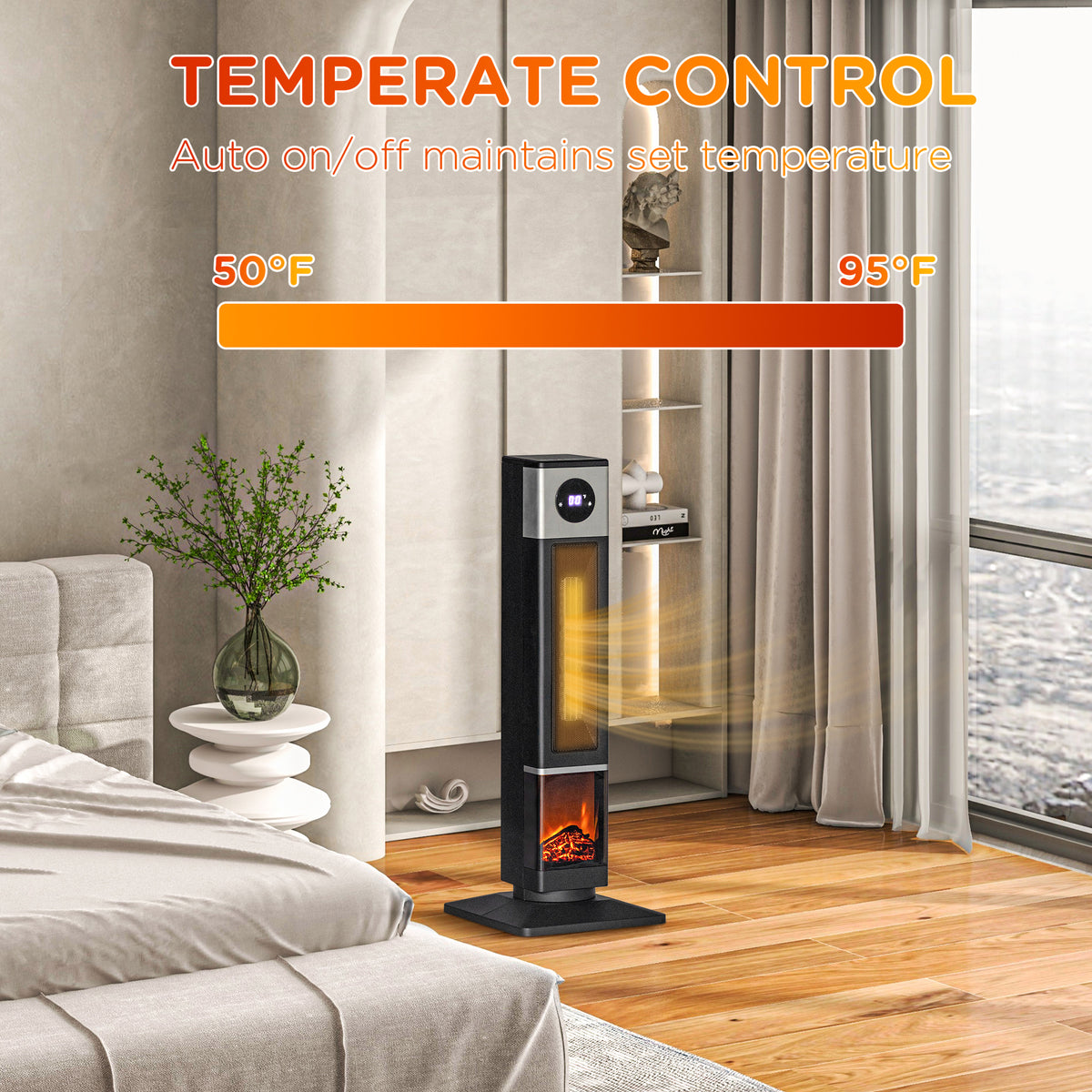 31" Freestanding Electric Heater with Remote & Timer