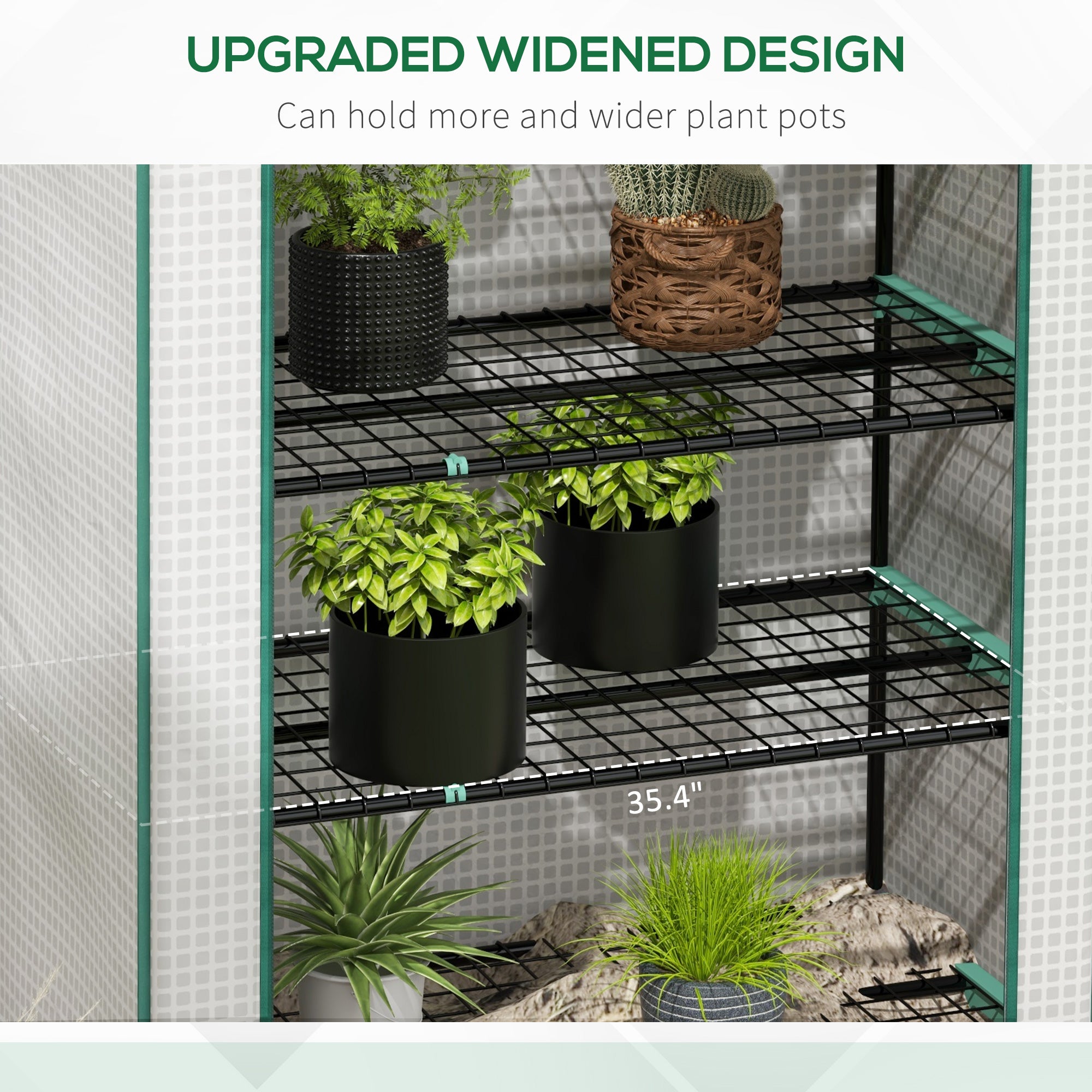 5 Tier Mini Greenhouse with PE Cover & Roll-Up Door, 76x35.4x19.3"