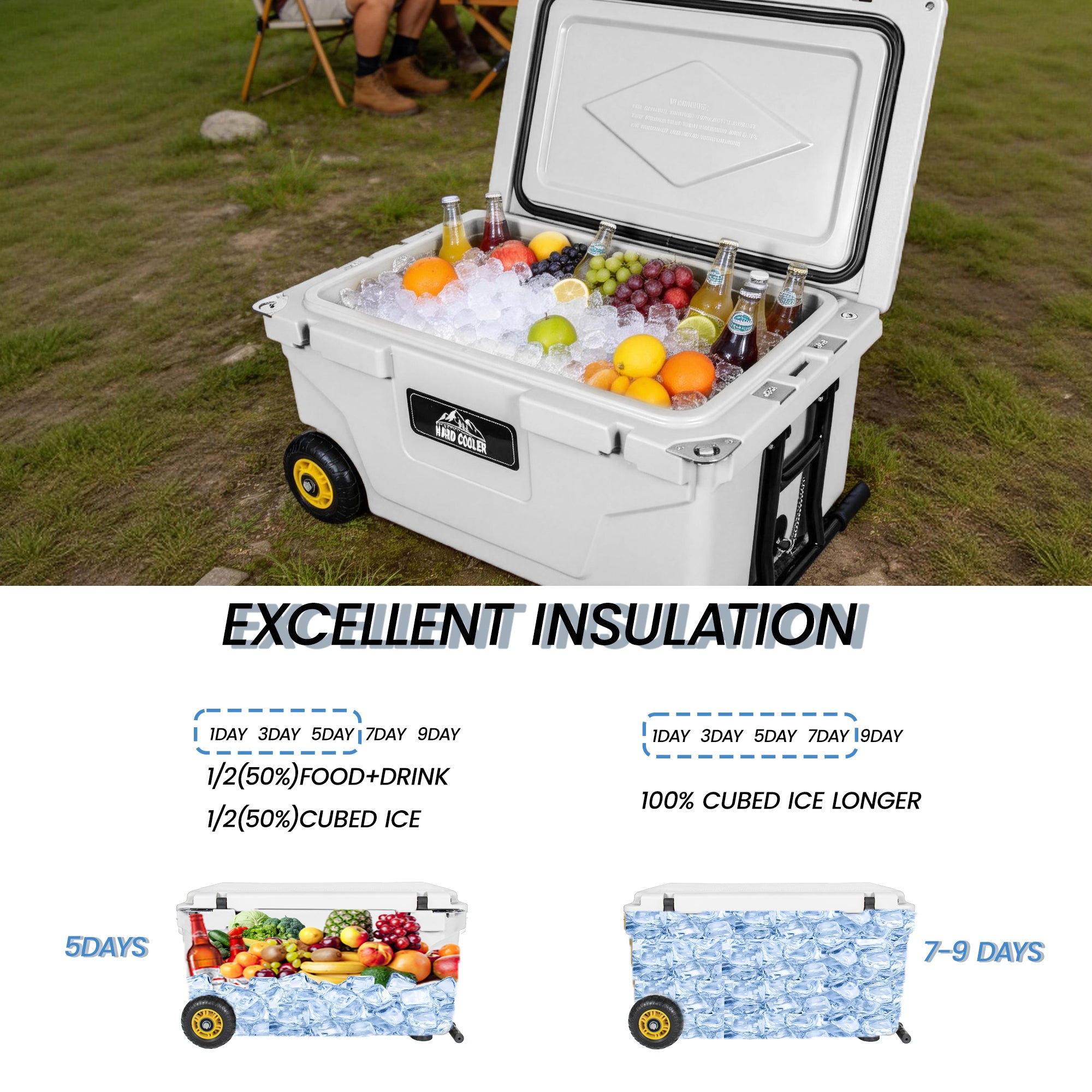 65 Quart White Hard Shell Ice Chest Cooler