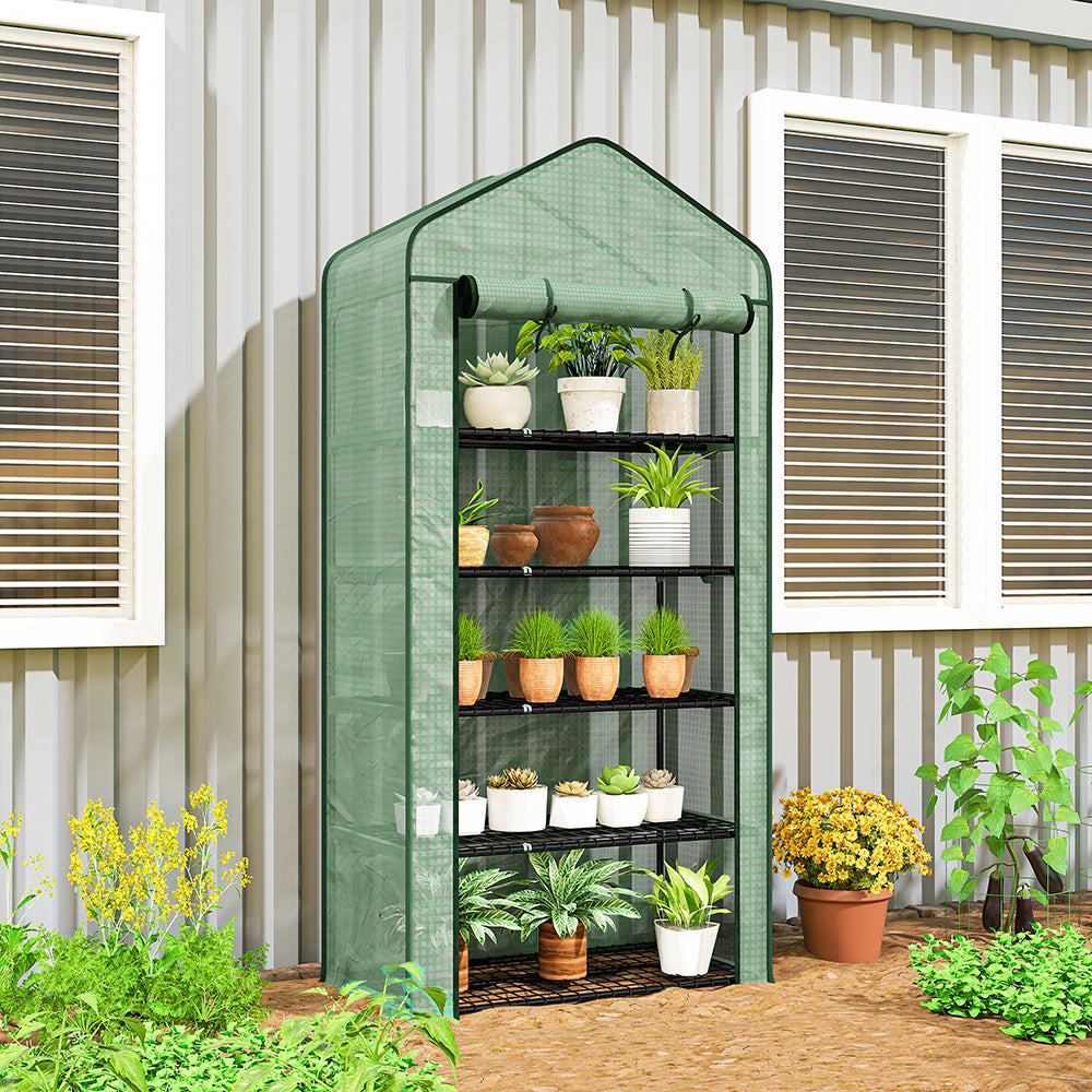 5-Tier Mini Greenhouse with Roll-Up Zippered Door