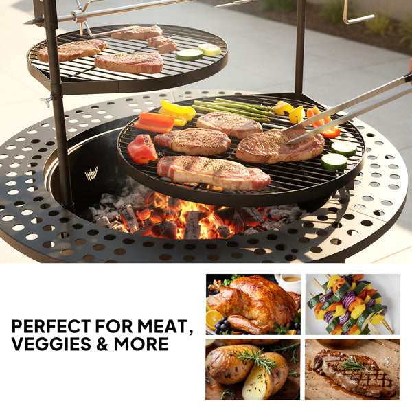 33 Inch Outdoor Fire Pit With 2 Cooking Grills