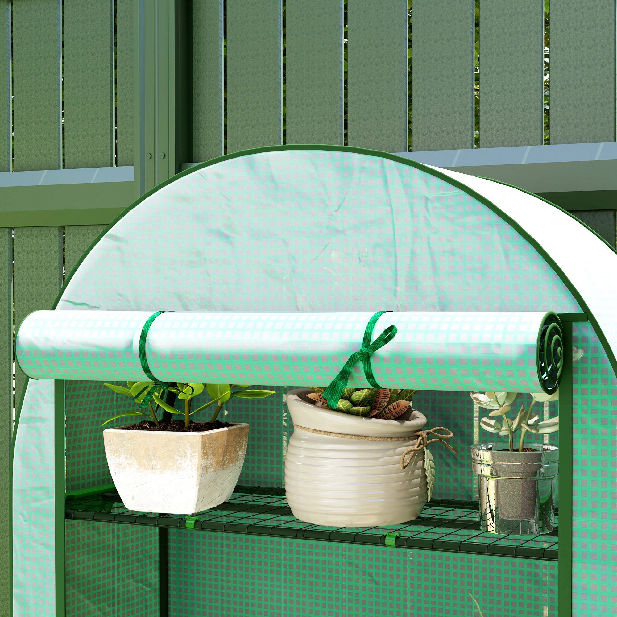 4-Tier Portable Greenhouse with Roll-Up Door, 41.3" x 17.7" x 63"