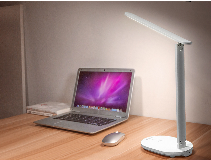 LED Desk Lamp with Wireless Charging & Clock Display