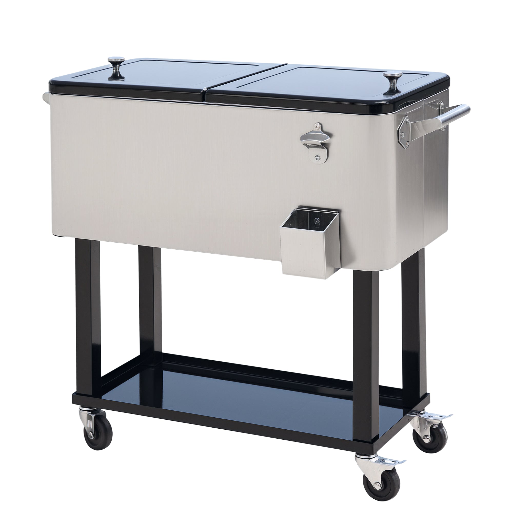 80 Qt Rolling Cooler Cart with Wheels for Outdoor Parties