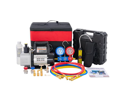 110V 1-3/4 CFM Vacuum Kit with R134a Manifold Gauge