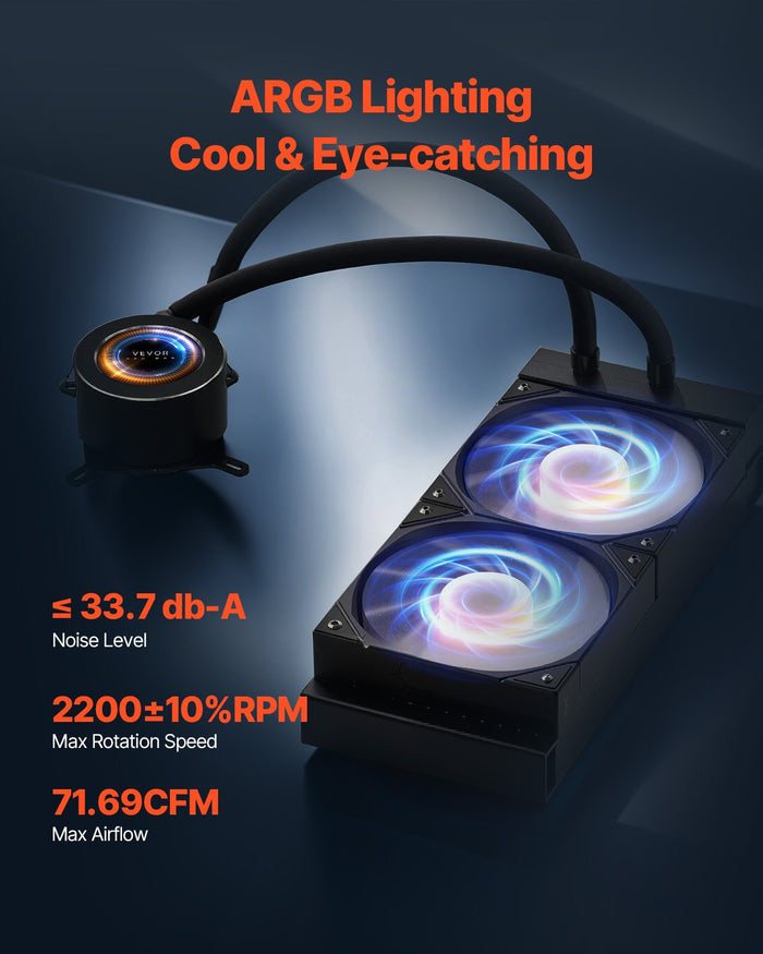 120mm AIO Liquid CPU Cooler with ARGB Lighting