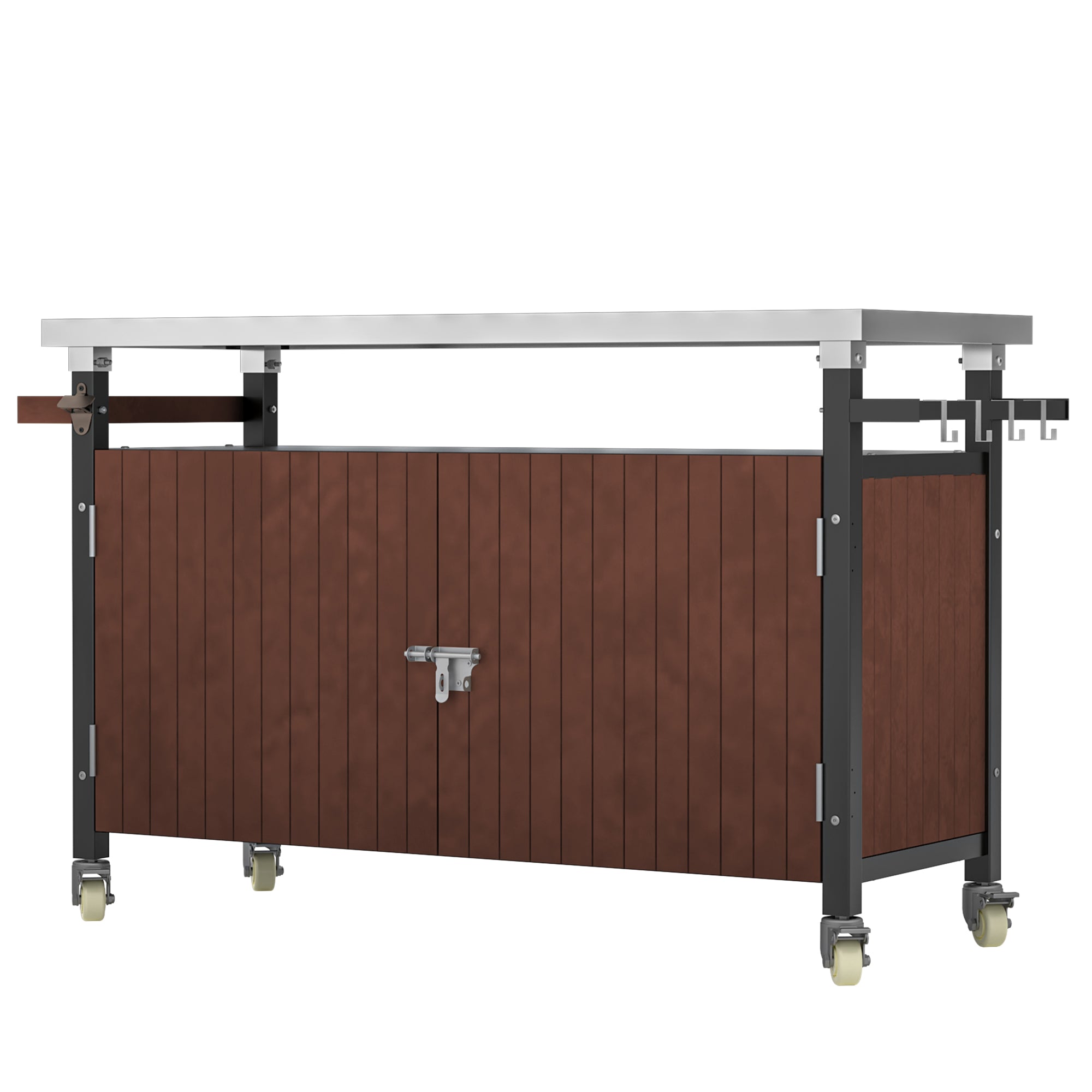 Stainless Steel Outdoor Grill Cart with Storage and Wheels