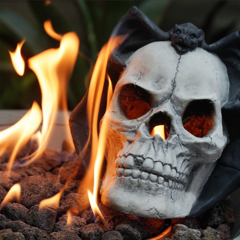 Demon Skull Gas Log for Fire Pit & Fireplace