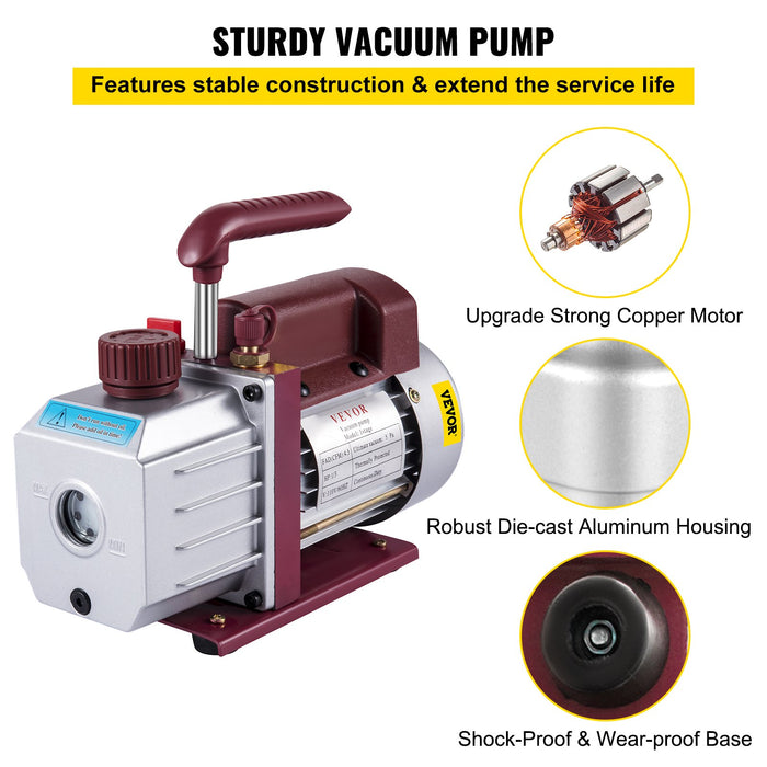 4.5CFM Single-Stage Rotary Vane Vacuum Pump 1/3HP