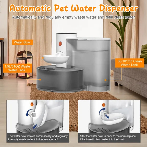 Smart Pet Water Fountain 3L Cordless Rechargeable