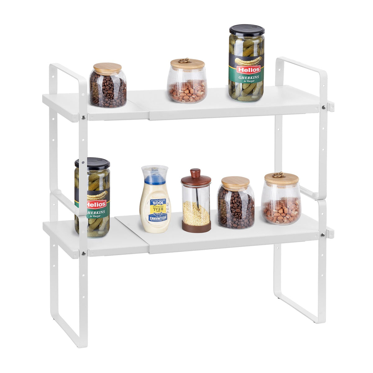 2 Tier Cabinet Organizer Shelf Counter Shelves Steel Kitchen Storage