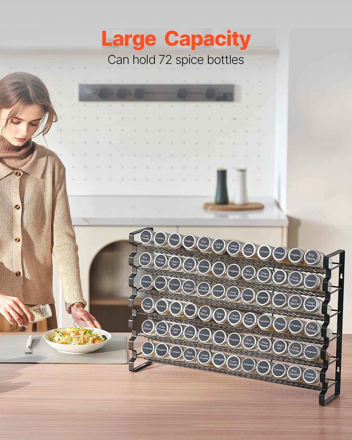 Spice Rack Organizer For Cabinet Seasoning Storage Set Wall Mounted 4