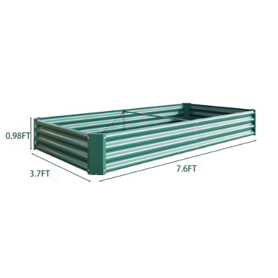 Metal Raised Garden Bed 7.6x3.7x0.98ft Black