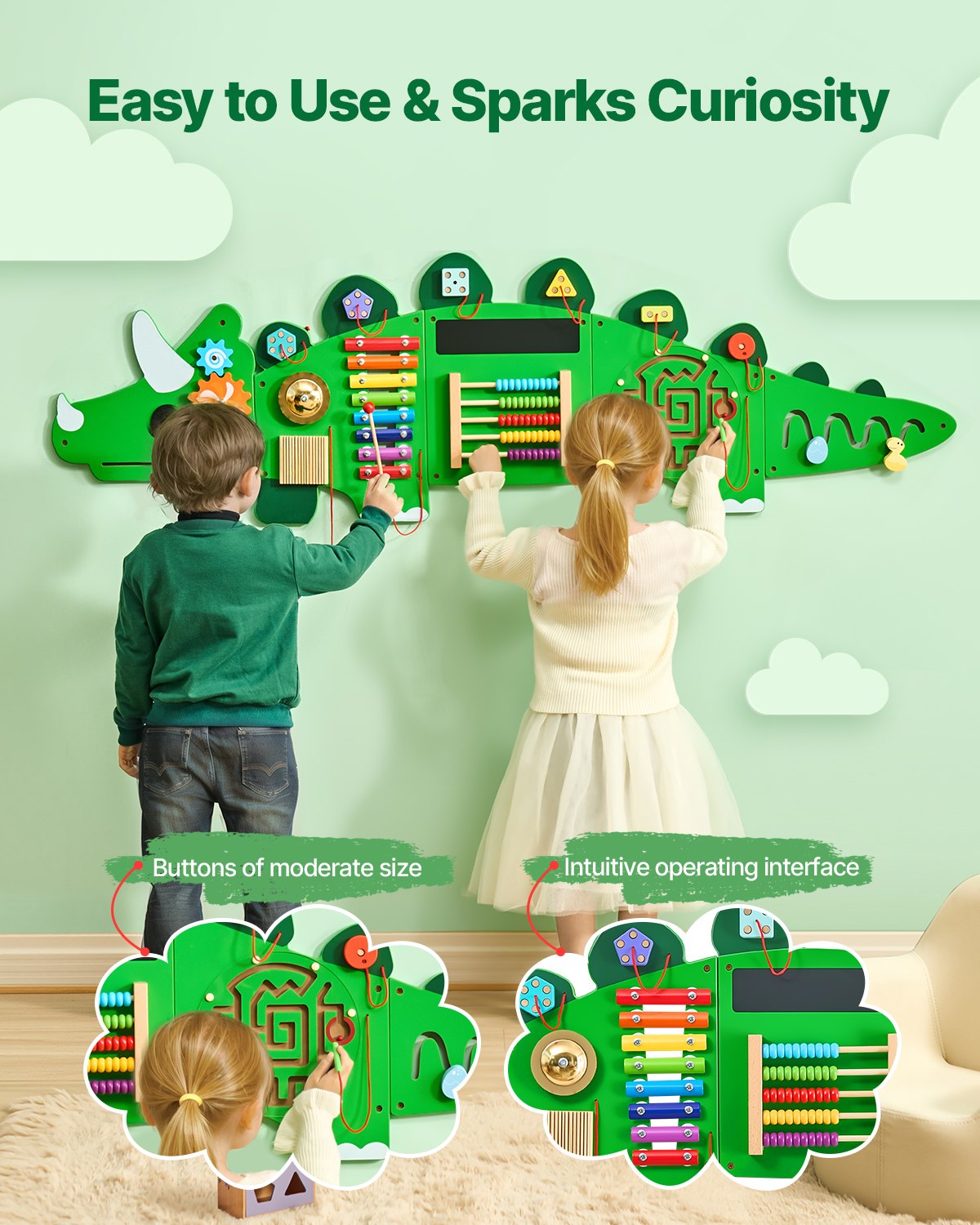 Dinosaur Activity Wall Busy Board Panels 11 Activities Sensory Wall