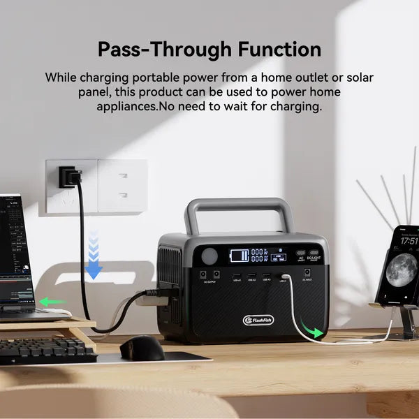 300W Portable Power Station 230.4Wh LiFePO4 with Solar Panel
