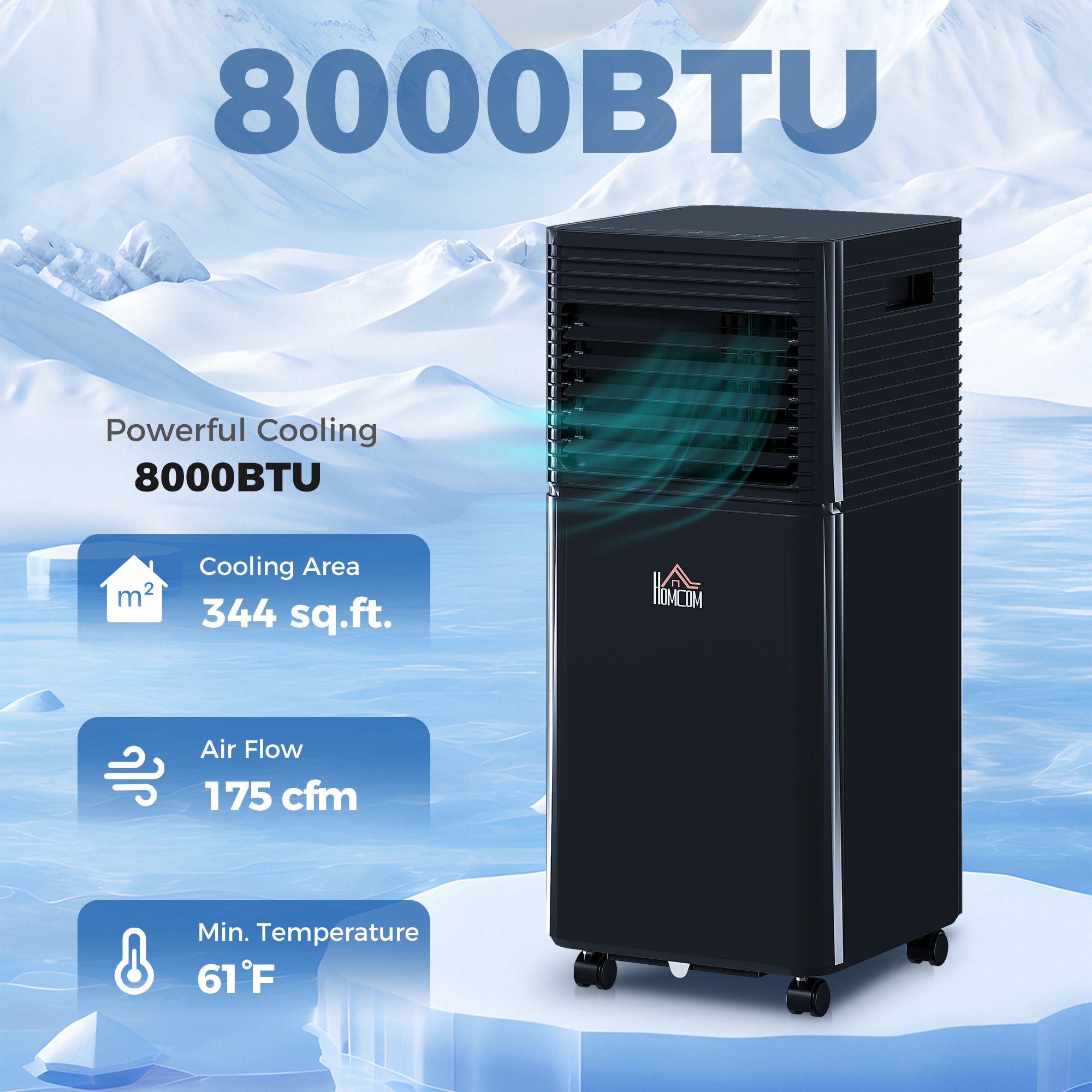8000 BTU Portable Air Conditioner with Dehumidifier