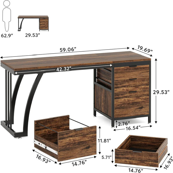 Computer Desk with Storage Shelves