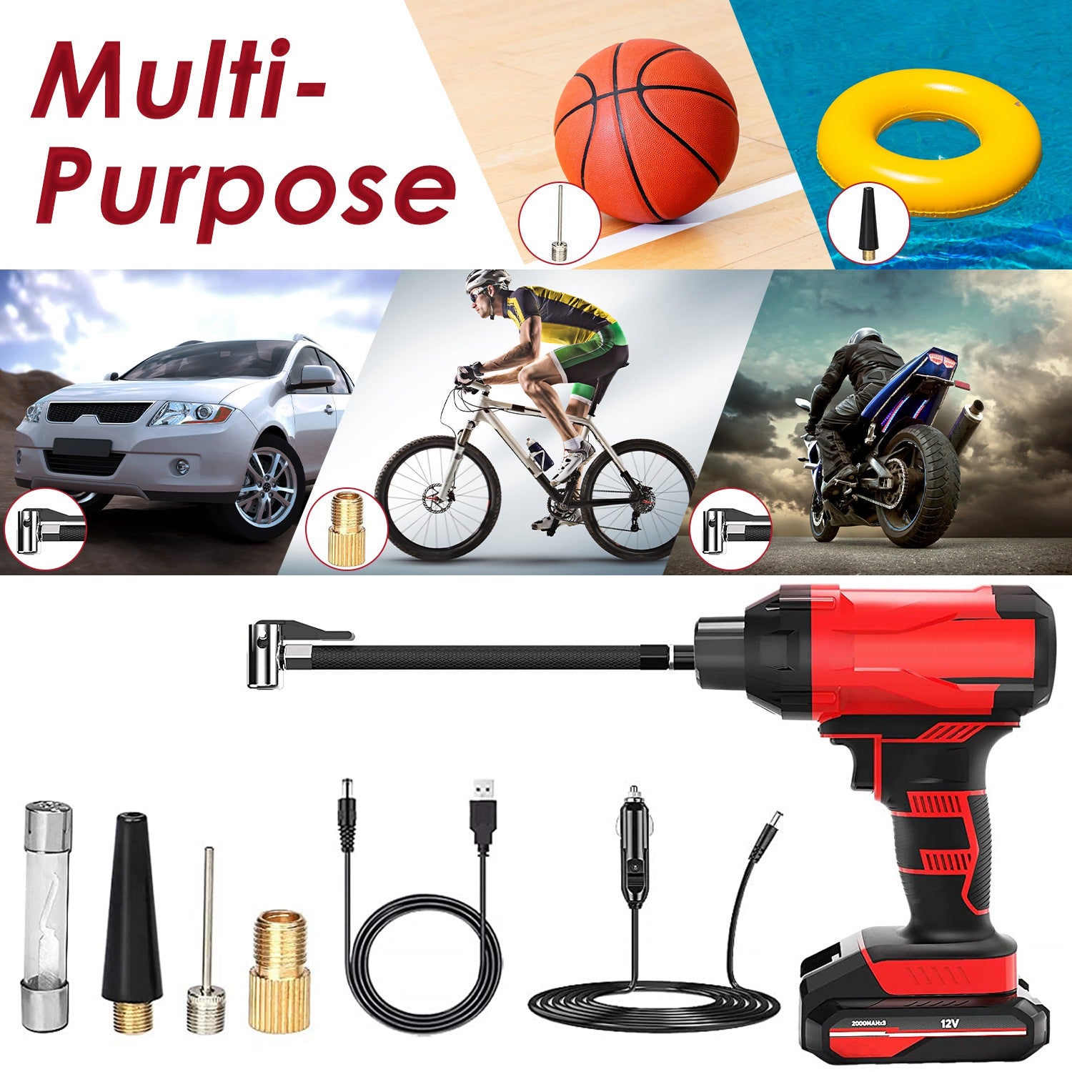 150PSI Cordless Tire Inflator with LED Light