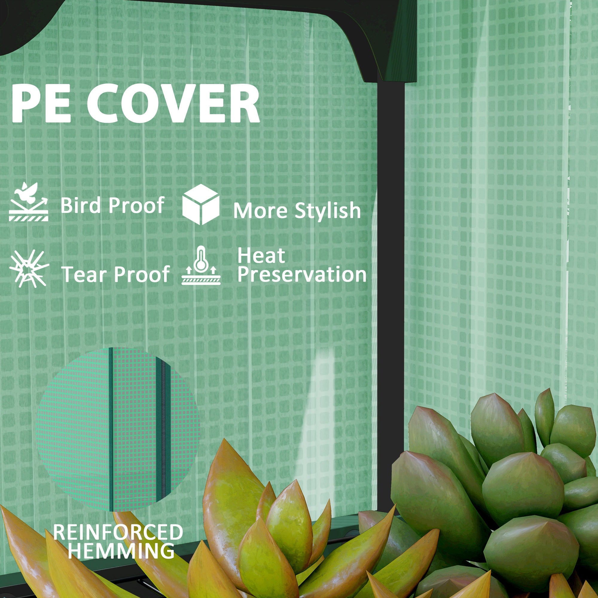 4-Tier Portable Greenhouse with PE Cover Screen Roof