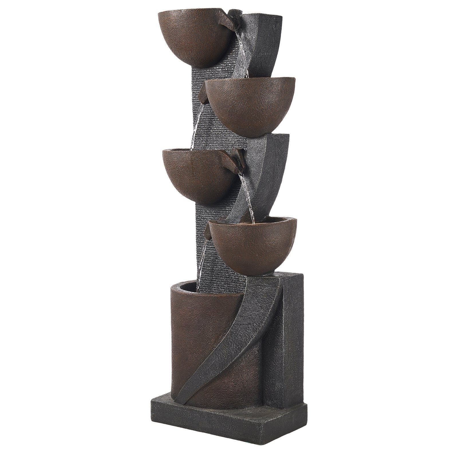 5-Tier Jar-Shaped Cascading Outdoor Water Fountain 49.61in