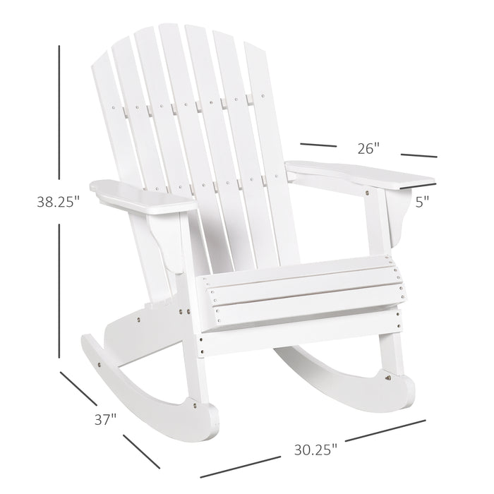 Wooden Adirondack Rocking Chair with Fanned Back
