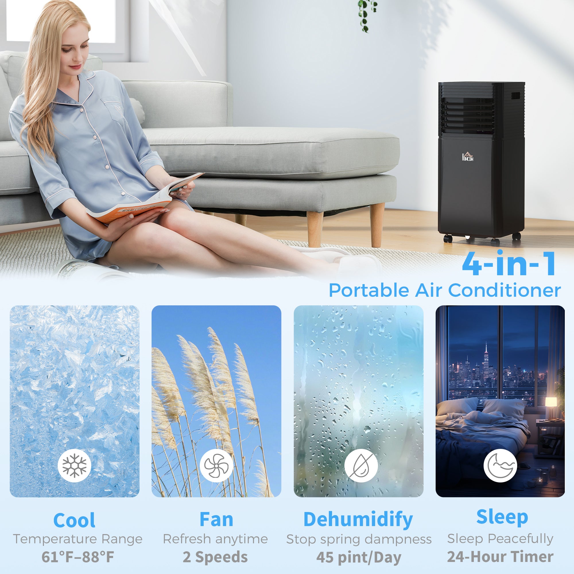 8000 BTU Portable Air Conditioner with Dehumidifier