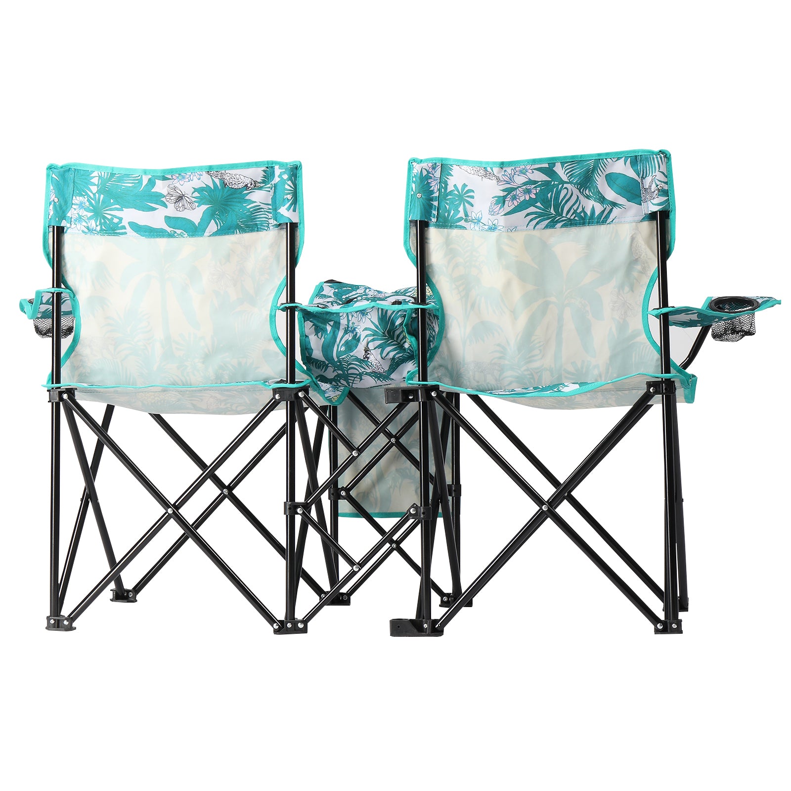 Folding Double Camping Chair with Umbrella & Cooler