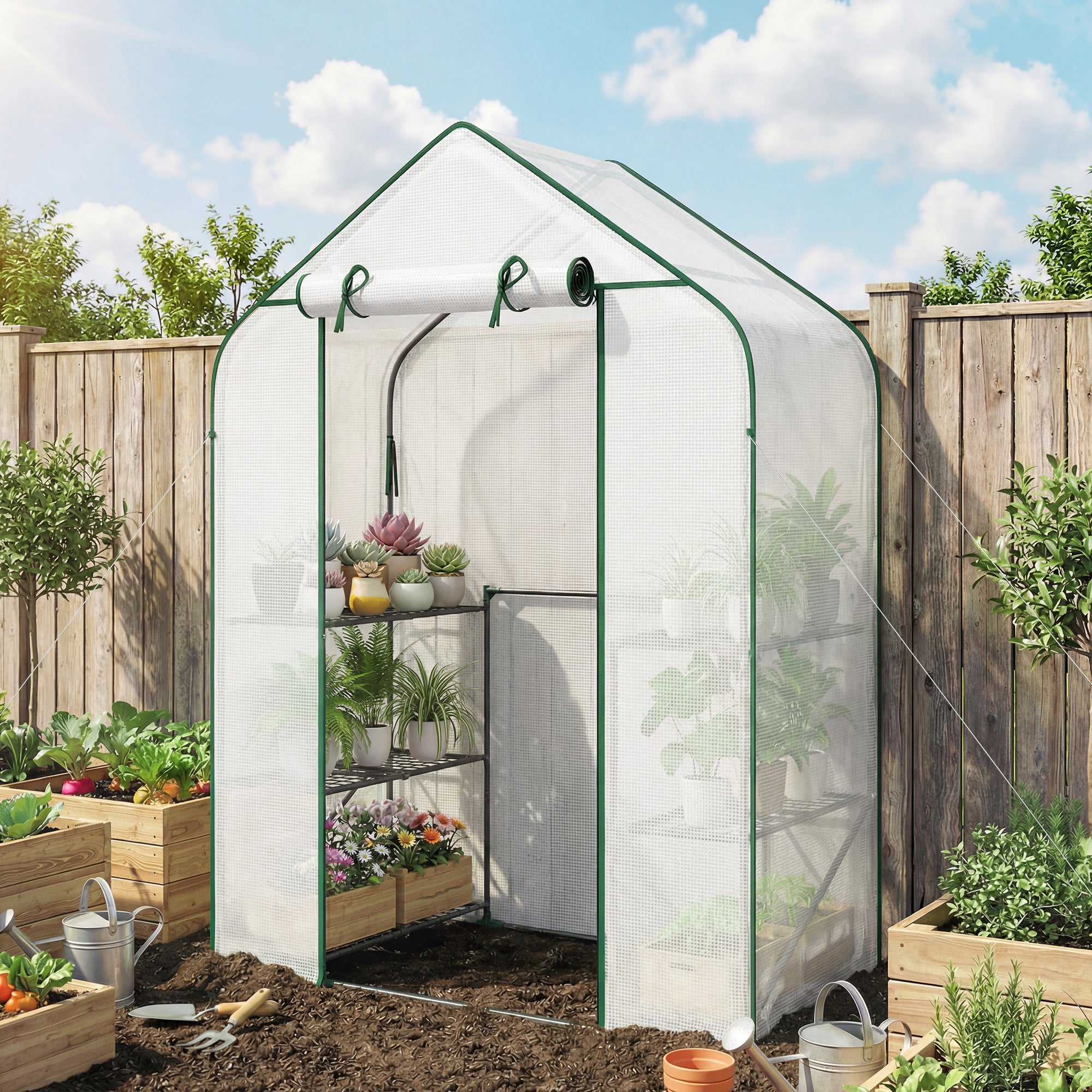 6-Shelf Portable Greenhouse with UV-Resistant PE Cover