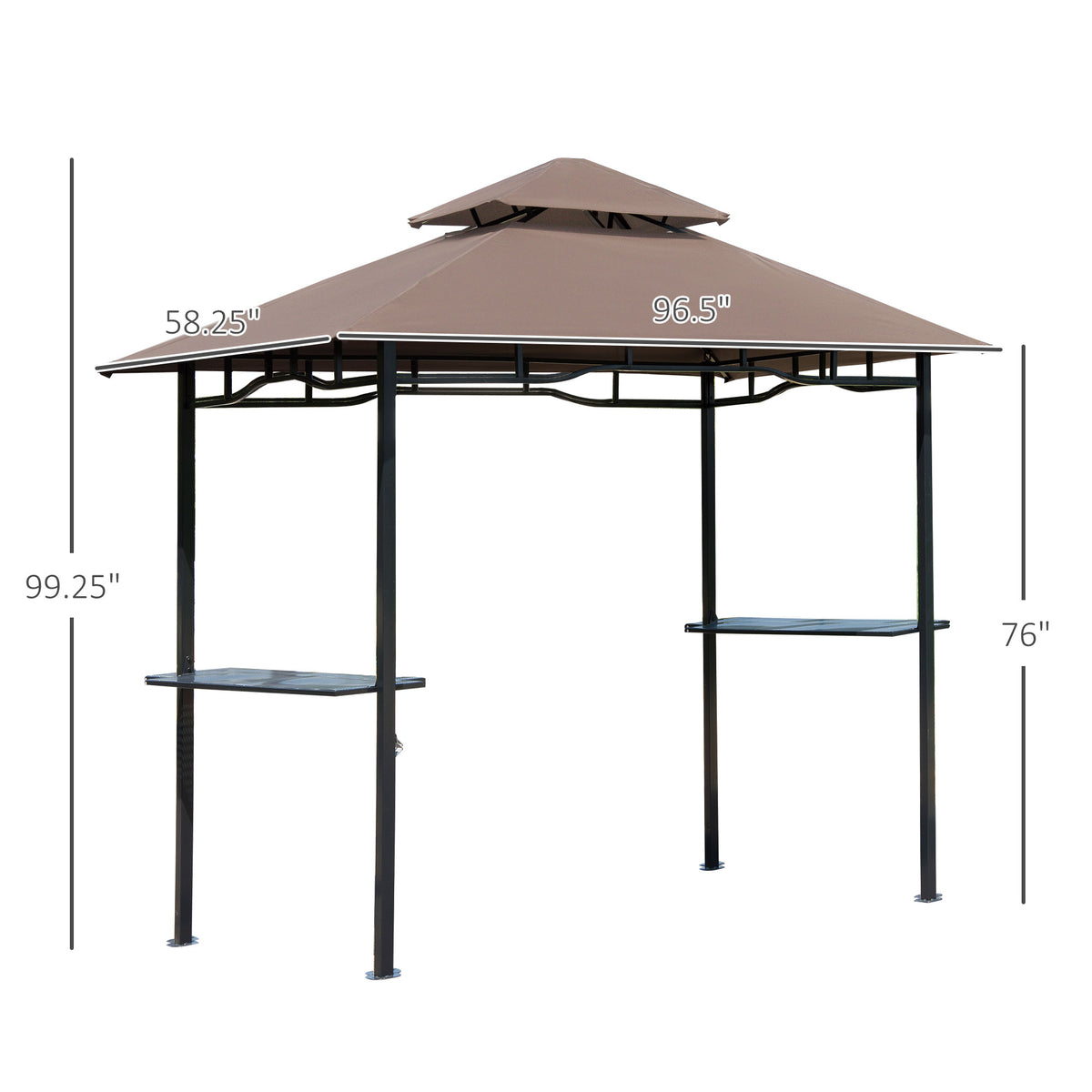 8' x 5' Double Roof Grill Gazebo With Side Shelves