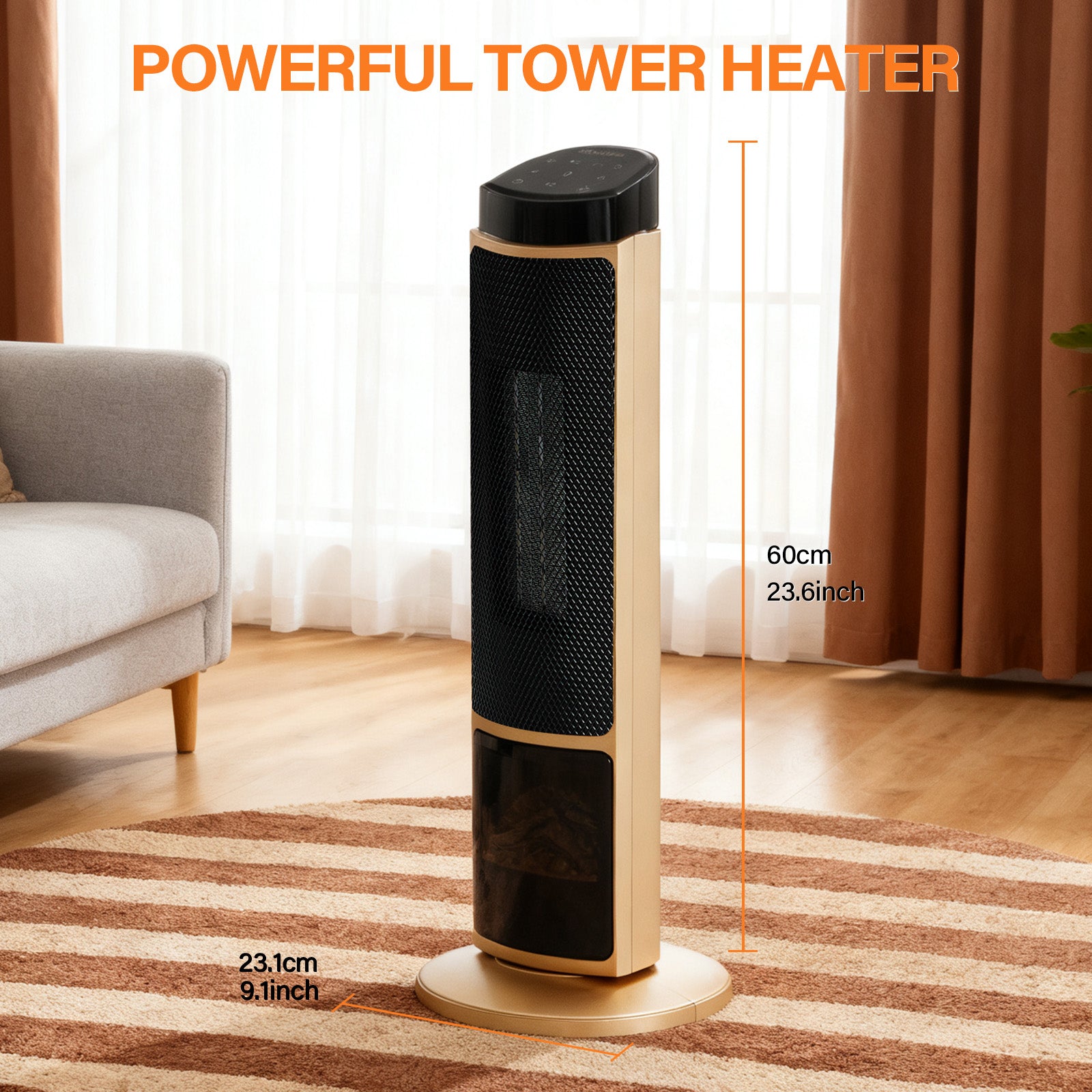 23 Inch Portable Indoor Space Heater with 7 Light Colors