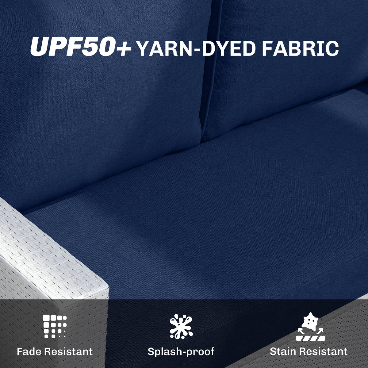 2-Seat Patio Loveseat Cushions, 46x26x5 in, Removable