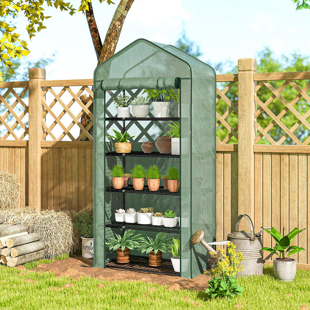 5-Tier Mini Greenhouse with Roll-Up Zippered Door