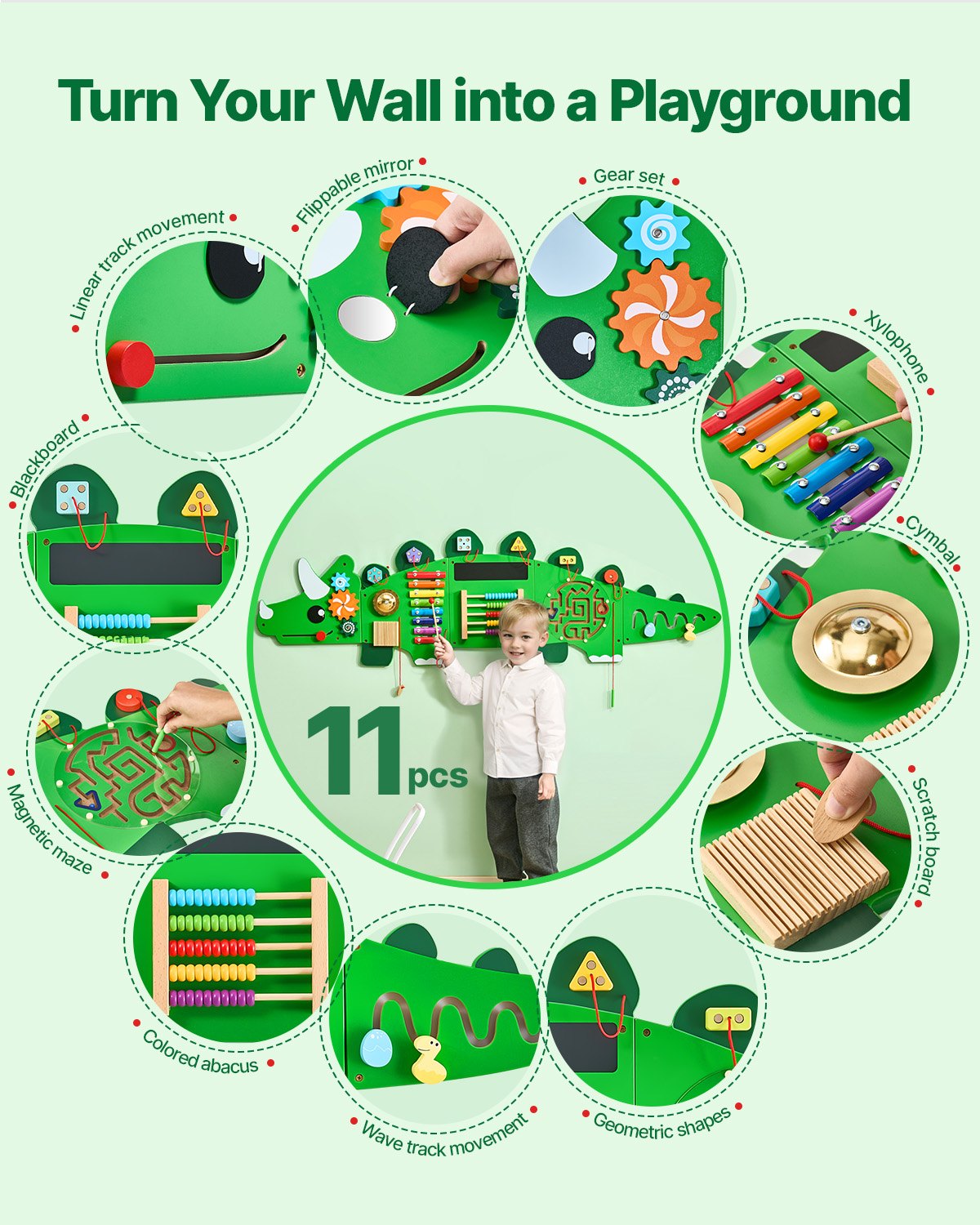 Dinosaur Activity Wall Busy Board Panels 11 Activities Sensory Wall