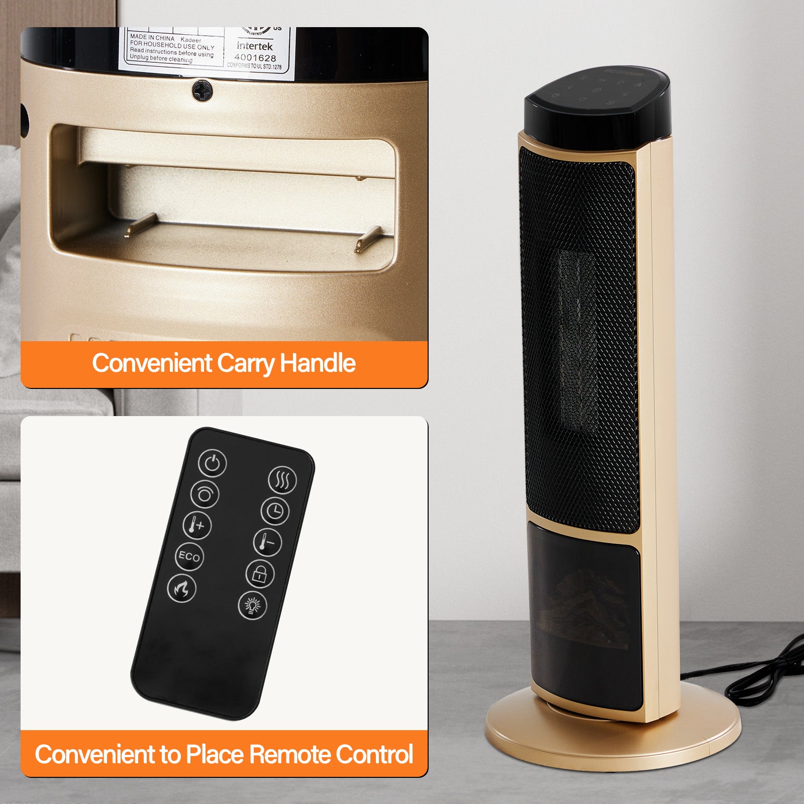 23 Inch Portable Indoor Space Heater with 7 Light Colors