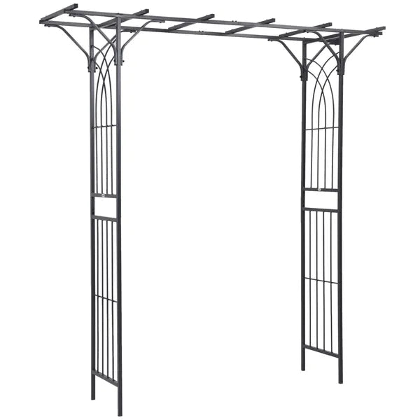 82 Inch Steel Garden Trellis Arch with Scrollwork