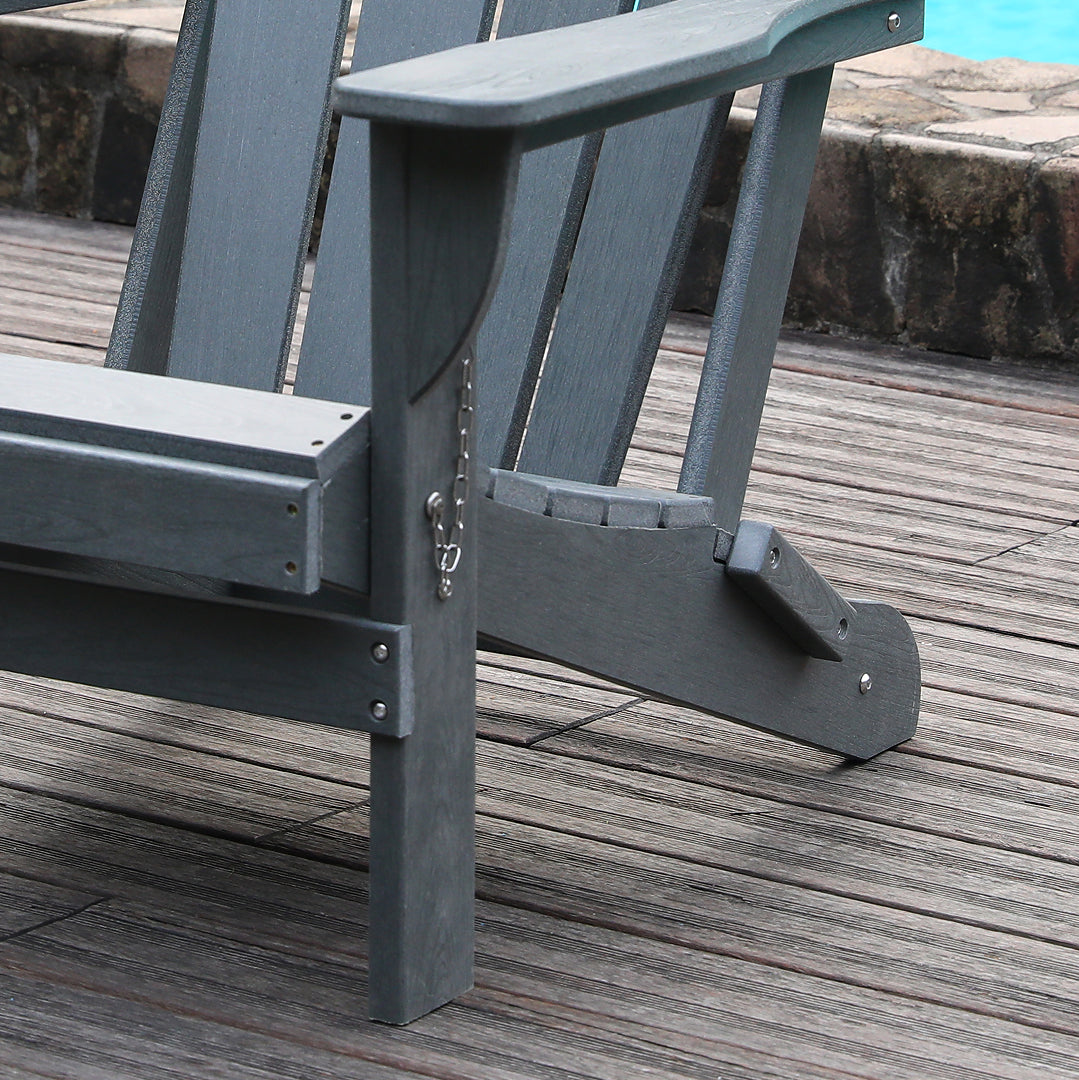 Adirondack Folding Chair with Dual Cup Holders Grey