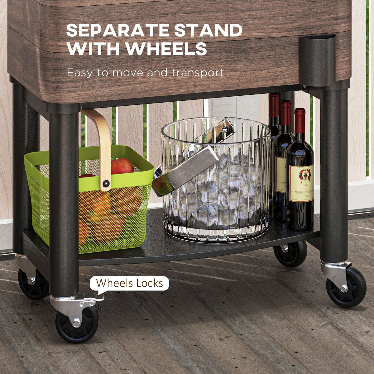 60 Quart Rolling Cooler Cart with Bottle Opener
