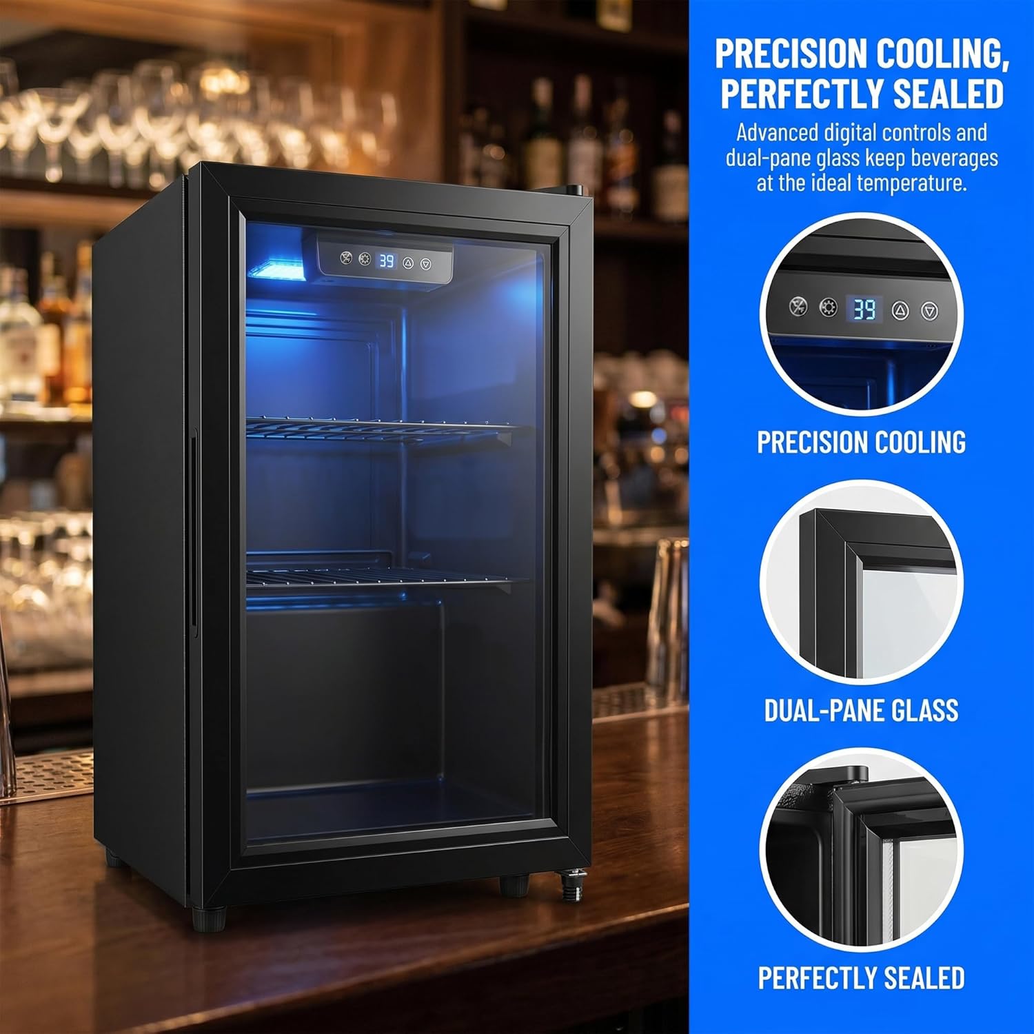 1.8 Cu Ft Glass Door Beverage Cooler with Digital Control