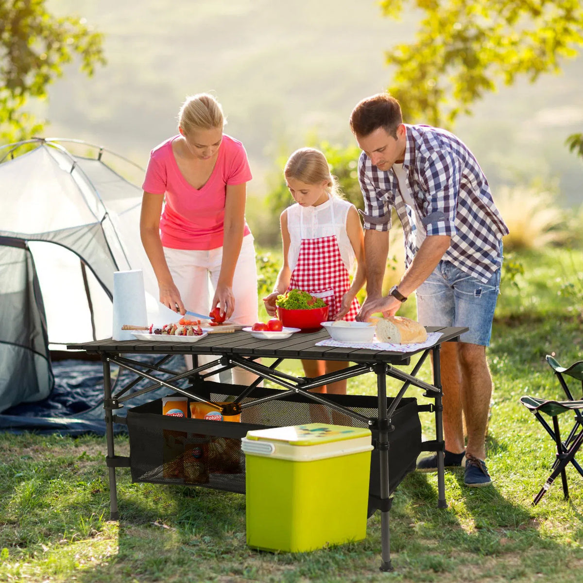 220 Lb Capacity Foldable Camping Table Aluminum Top & Steel Frame