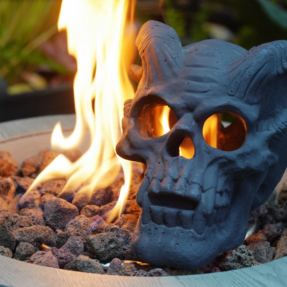 Fireproof Skull Gas Log for Fire Pit & Fireplace