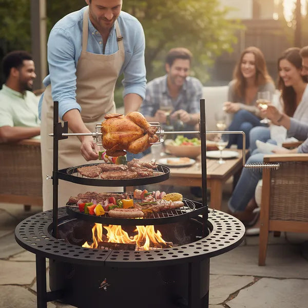 33 Inch Wood Burning Fire Pit with Dual Swivel Grills