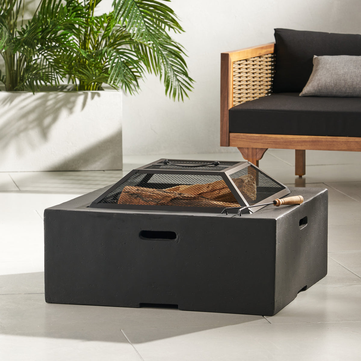 Outdoor 29 Square MgO Wood- Burning Fire Pit