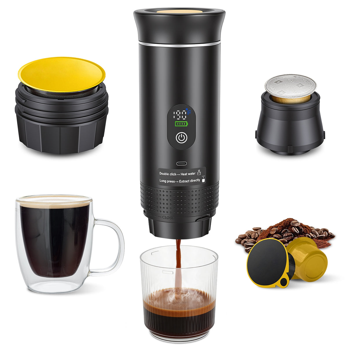 3-in-1 Cordless Espresso Machine with 7500mAh Battery
