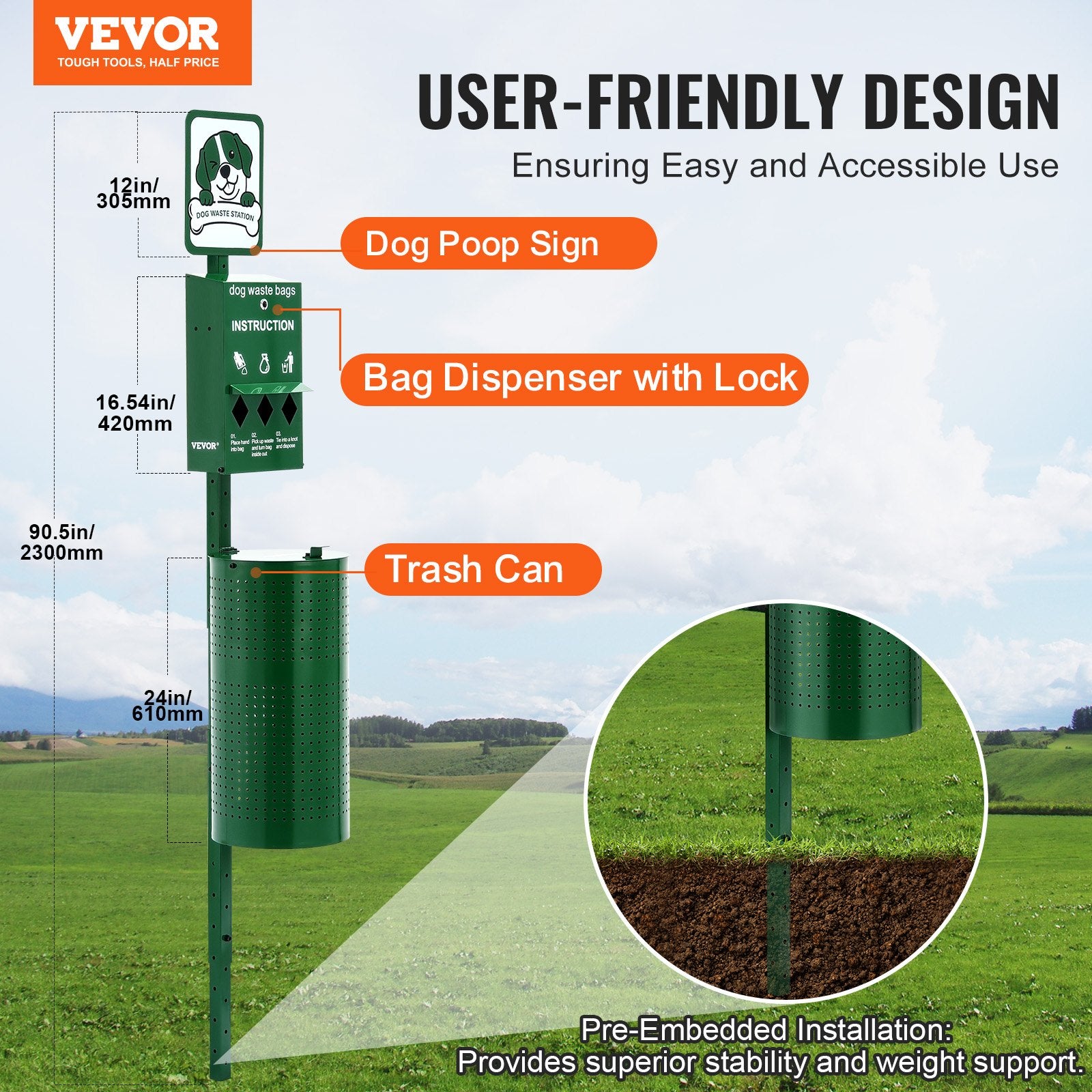Dog Waste Station 11.5 Gallon Outdoor Poop Dispenser 600 Bags