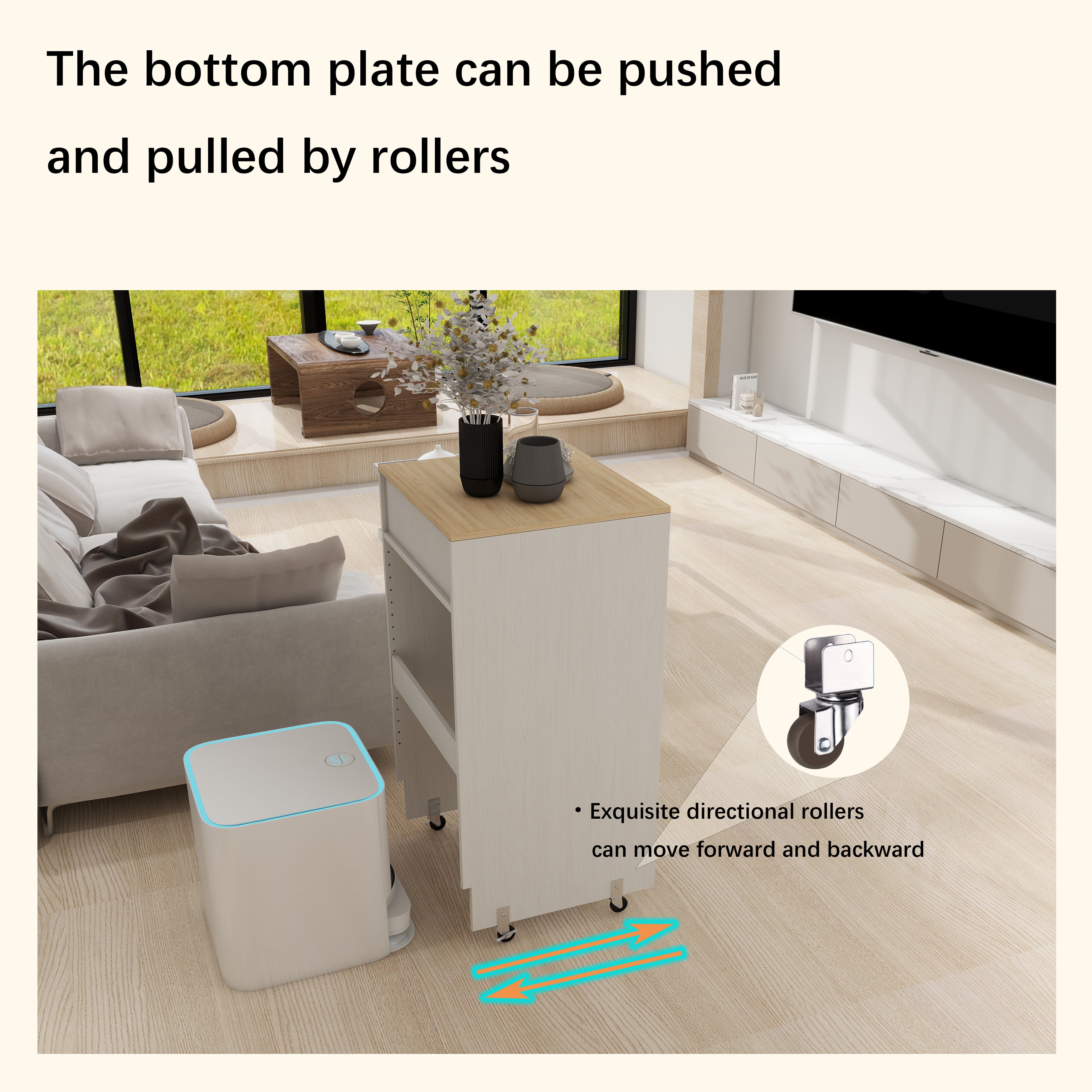 Robot Vacuum Storage Cabinet With Doors and Drawers