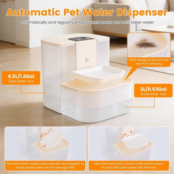 Automatic Dual Tank Pet Water Fountain 4.5L