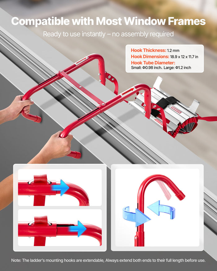 13FT Retractable Fire Escape Ladder Aluminum Alloy