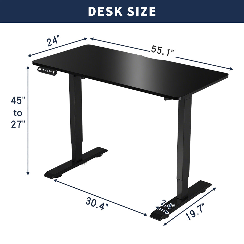 Electric Standing Desk Height Adjustable 55 Inch