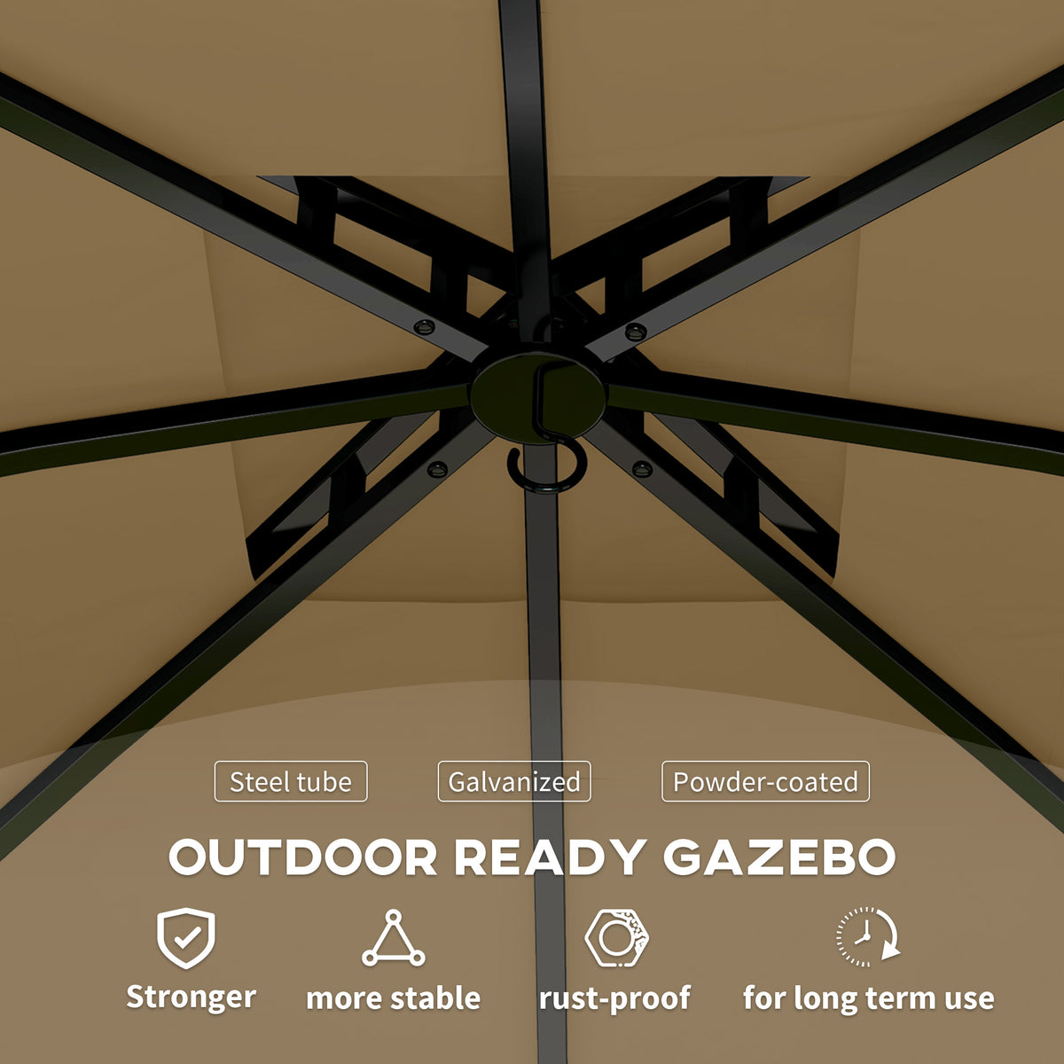 11x11 Double Roof Patio Gazebo with Curtains & Steel Frame