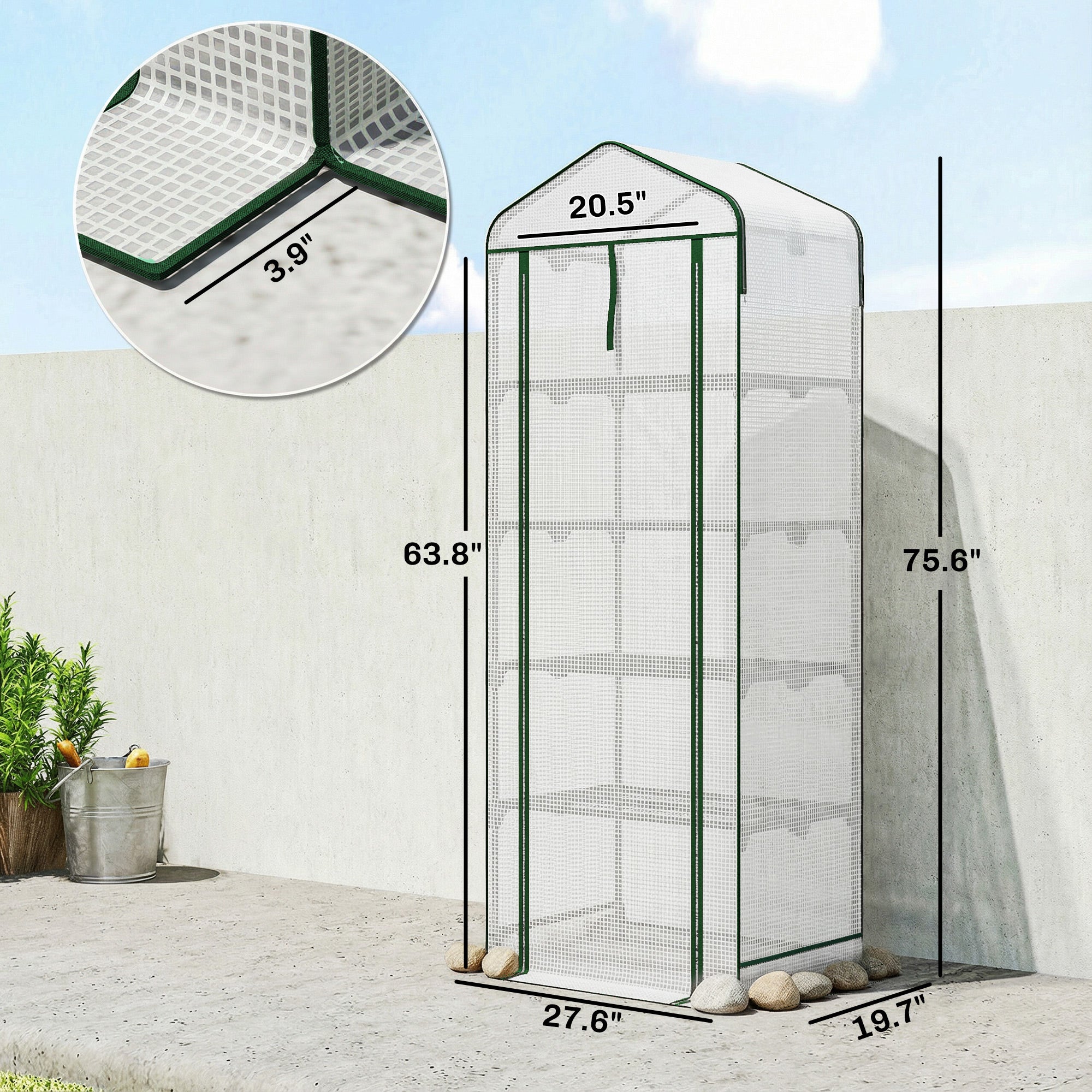 5-Tier Portable Greenhouse with PE Cover, White